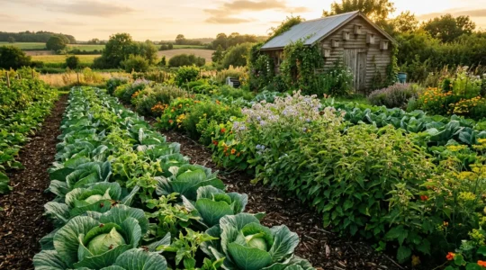 Jardin potager biologique avec protection naturelle des cultures de choux contre les chenilles