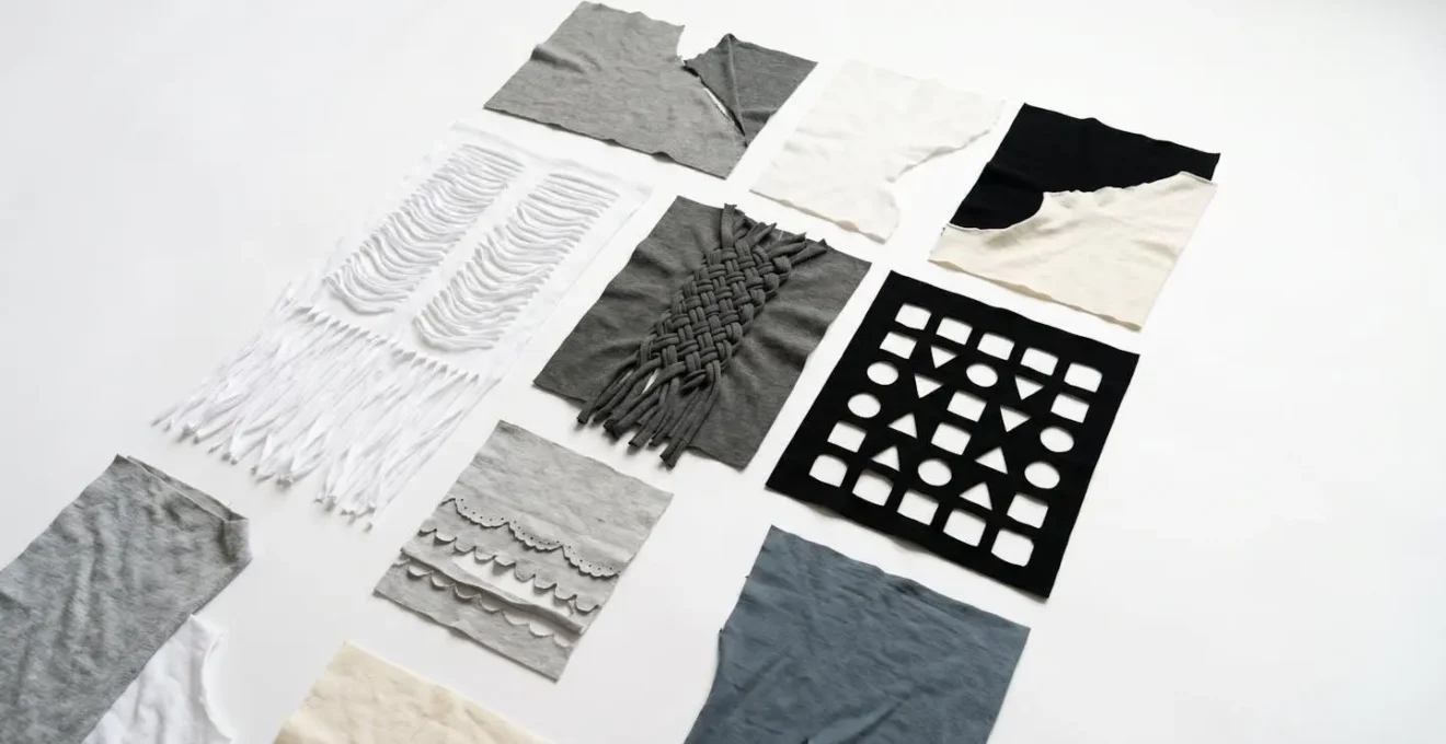 Jersey découpé créativement montrant des franges et motifs sans couture