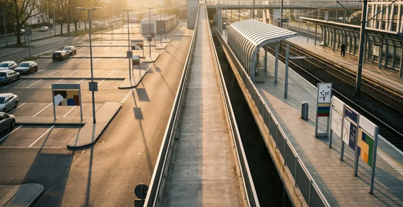 Parking relais en périphérie avec connexion aux transports en commun