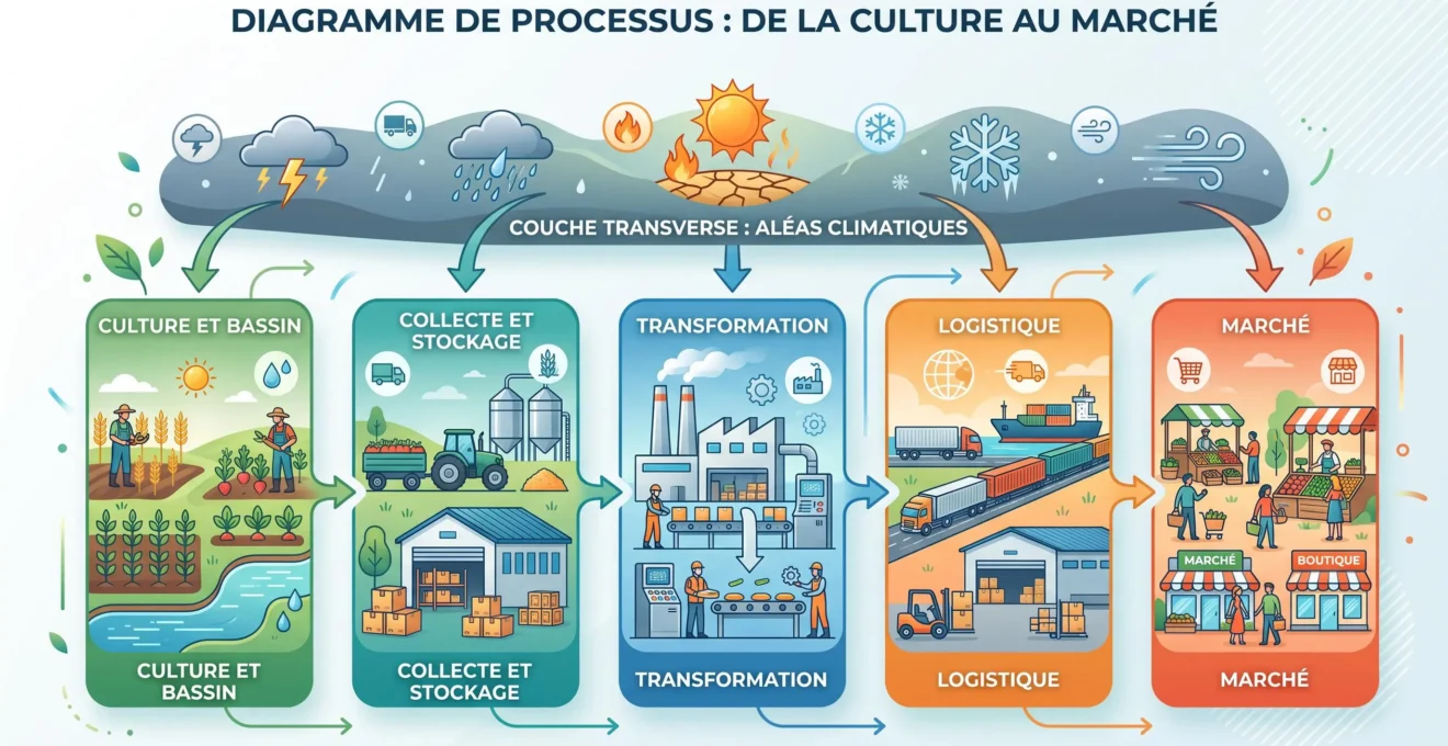 Maillons d'une filière à intégrer dans un diagnostic climatique