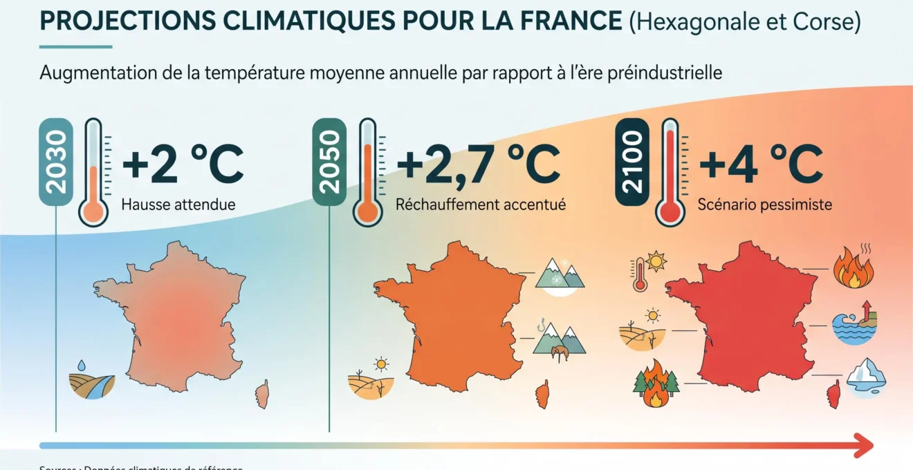 TRACC : +2 °C en 2030, +2,7 °C en 2050 et +4 °C en 2100
